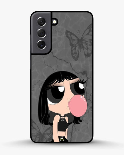 Bubblegum Cartoon Girl Phone Case - Cute Gray & Pink Print for iPhone, Samsung, Pixel, OnePlus & Vivo