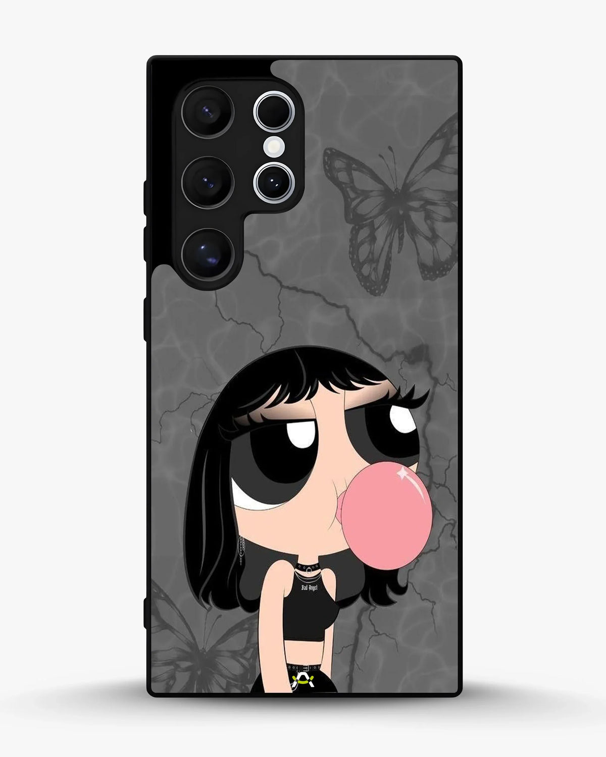 Bubblegum Cartoon Girl Phone Case - Cute Gray & Pink Print for iPhone, Samsung, Pixel, OnePlus & Vivo