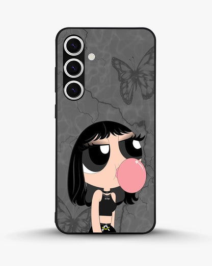 Bubblegum Cartoon Girl Phone Case - Cute Gray & Pink Print for iPhone, Samsung, Pixel, OnePlus & Vivo