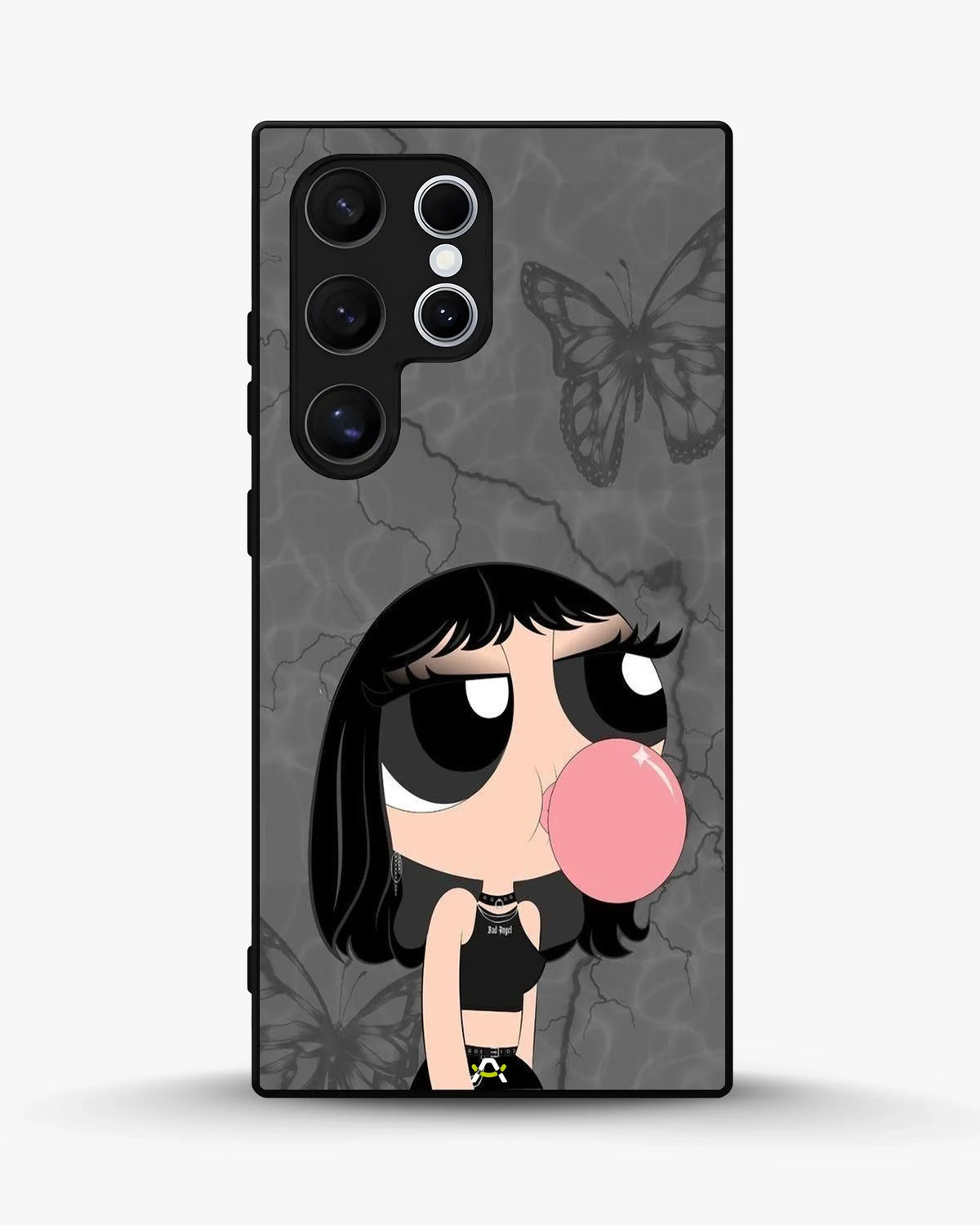 Bubblegum Cartoon Girl Phone Case - Cute Gray & Pink Print for iPhone, Samsung, Pixel, OnePlus & Vivo
