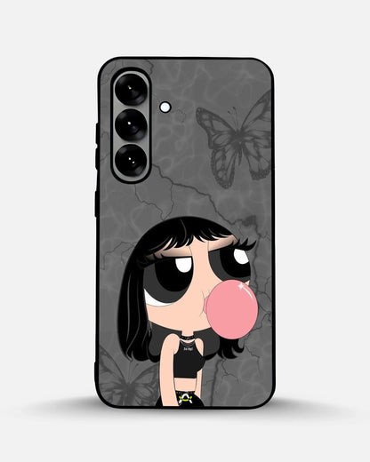Bubblegum Cartoon Girl Phone Case - Cute Gray & Pink Print for iPhone, Samsung, Pixel, OnePlus & Vivo