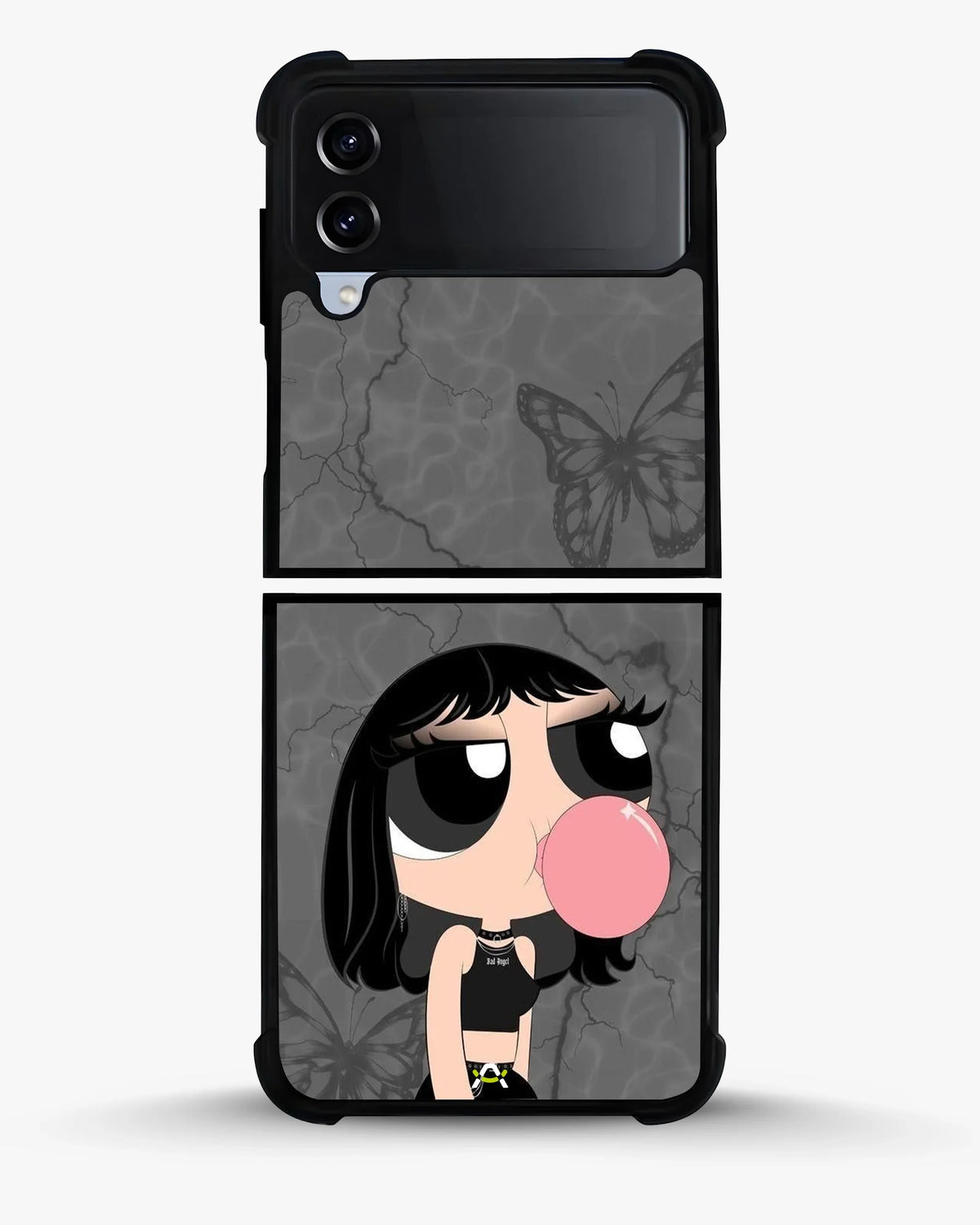 Bubblegum Cartoon Girl Phone Case - Cute Gray & Pink Print for iPhone, Samsung, Pixel, OnePlus & Vivo