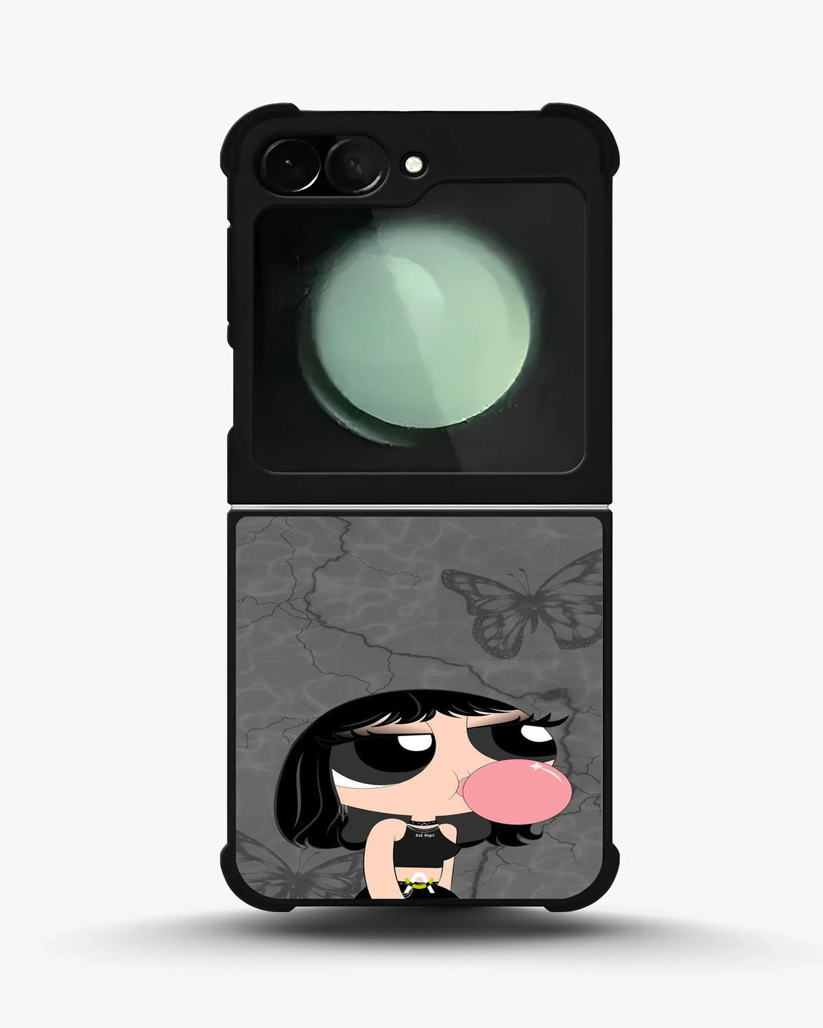 Bubblegum Cartoon Girl Phone Case - Cute Gray & Pink Print for iPhone, Samsung, Pixel, OnePlus & Vivo