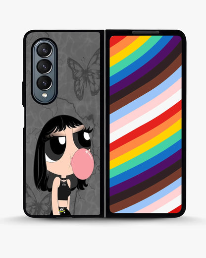 Bubblegum Cartoon Girl Phone Case - Cute Gray & Pink Print for iPhone, Samsung, Pixel, OnePlus & Vivo