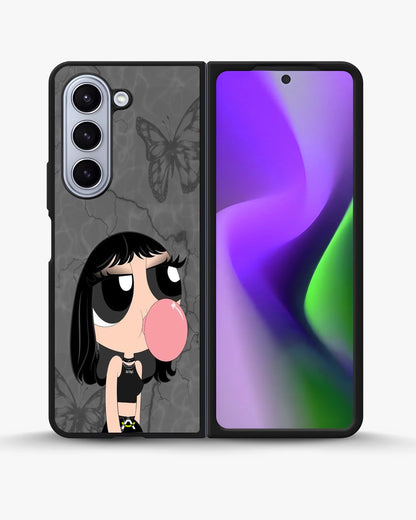 Bubblegum Cartoon Girl Phone Case - Cute Gray & Pink Print for iPhone, Samsung, Pixel, OnePlus & Vivo