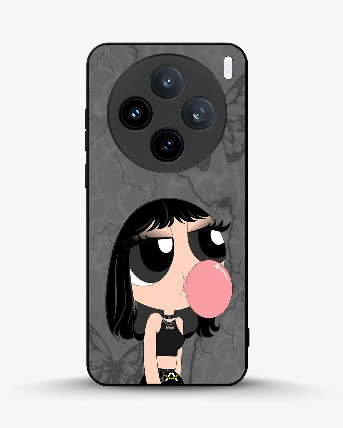 Bubblegum Cartoon Girl Phone Case - Cute Gray & Pink Print for iPhone, Samsung, Pixel, OnePlus & Vivo