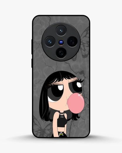 Bubblegum Cartoon Girl Phone Case - Cute Gray & Pink Print for iPhone, Samsung, Pixel, OnePlus & Vivo