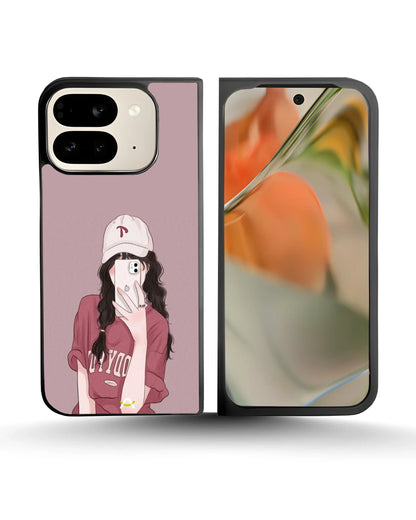 Burgundy Hair Girl Phone Case - Artistic Portrait Print for iPhone, Samsung, Pixel, OnePlus & Vivo