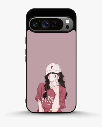 Burgundy Hair Girl Phone Case - Artistic Portrait Print for iPhone, Samsung, Pixel, OnePlus & Vivo
