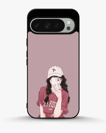 Burgundy Hair Girl Phone Case - Artistic Portrait Print for iPhone, Samsung, Pixel, OnePlus & Vivo