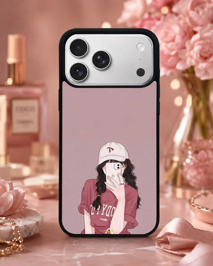 Burgundy Hair Girl Phone Case - Artistic Portrait Print for iPhone, Samsung, Pixel, OnePlus & Vivo