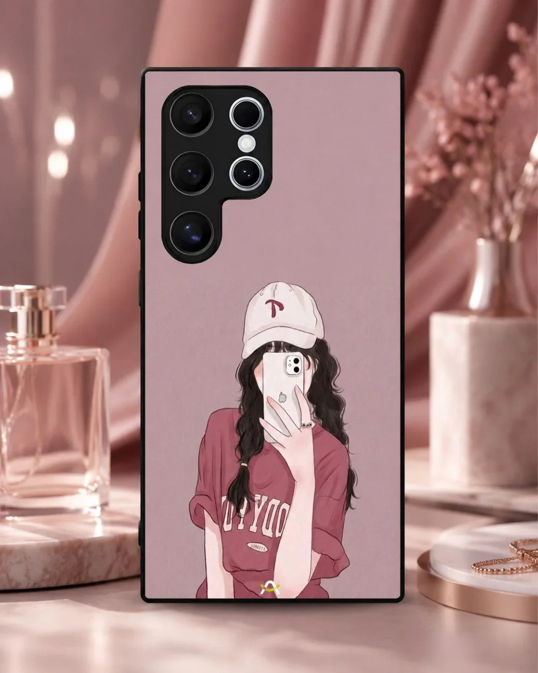 Burgundy Hair Girl Phone Case - Artistic Portrait Print for iPhone, Samsung, Pixel, OnePlus & Vivo