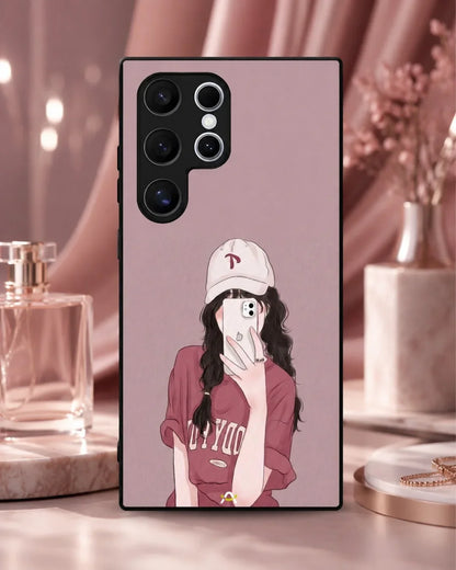 Burgundy Hair Girl Phone Case - Artistic Portrait Print for iPhone, Samsung, Pixel, OnePlus & Vivo