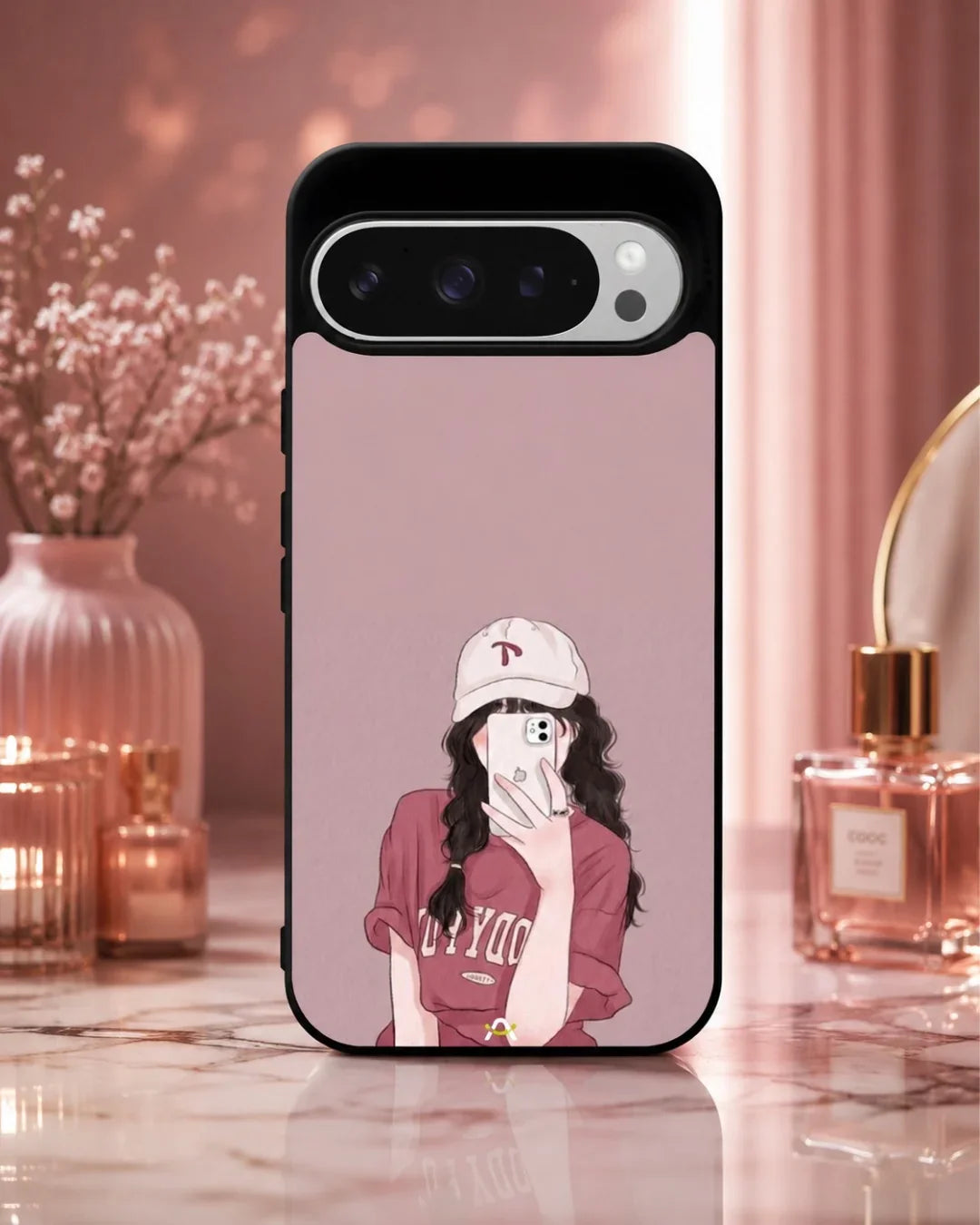 Burgundy Hair Girl Phone Case - Artistic Portrait Print for iPhone, Samsung, Pixel, OnePlus & Vivo