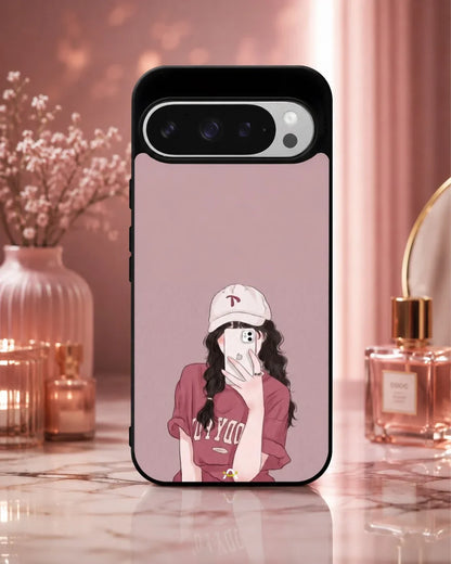 Burgundy Hair Girl Phone Case - Artistic Portrait Print for iPhone, Samsung, Pixel, OnePlus & Vivo