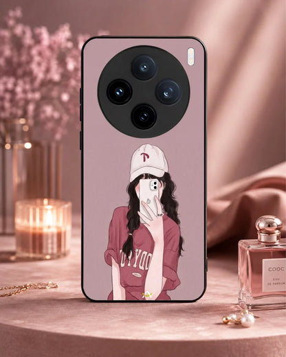 Burgundy Hair Girl Phone Case - Artistic Portrait Print for iPhone, Samsung, Pixel, OnePlus & Vivo