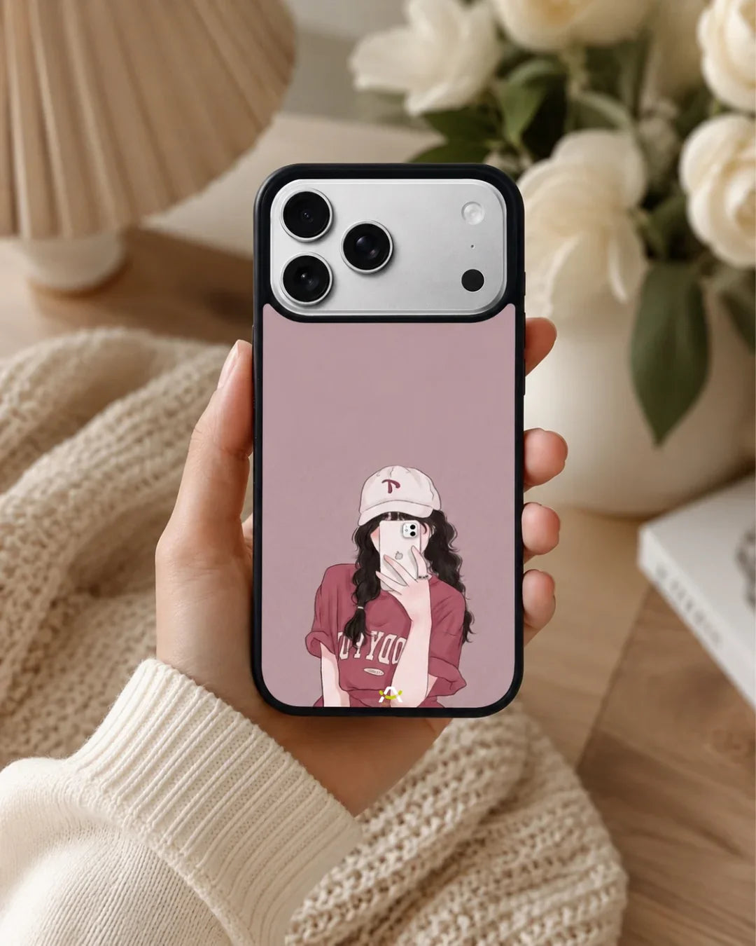 Burgundy Hair Girl Phone Case - Artistic Portrait Print for iPhone, Samsung, Pixel, OnePlus & Vivo