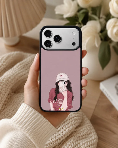 Burgundy Hair Girl Phone Case - Artistic Portrait Print for iPhone, Samsung, Pixel, OnePlus & Vivo