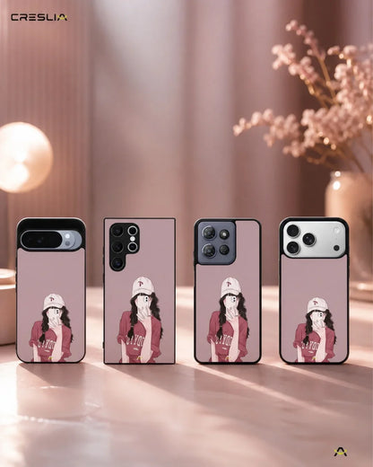 Burgundy Hair Girl Phone Case - Artistic Portrait Print for iPhone, Samsung, Pixel, OnePlus & Vivo