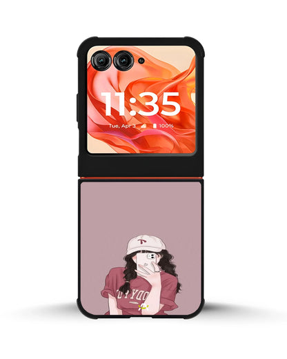 Burgundy Hair Girl Phone Case - Artistic Portrait Print for iPhone, Samsung, Pixel, OnePlus & Vivo