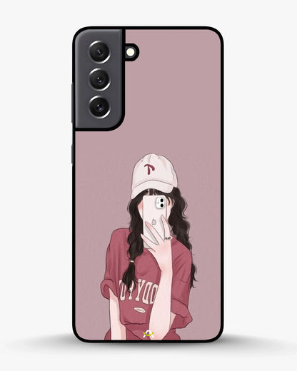 Burgundy Hair Girl Phone Case - Artistic Portrait Print for iPhone, Samsung, Pixel, OnePlus & Vivo