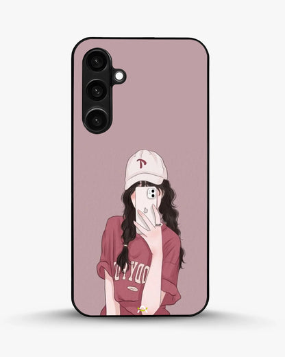 Burgundy Hair Girl Phone Case - Artistic Portrait Print for iPhone, Samsung, Pixel, OnePlus & Vivo