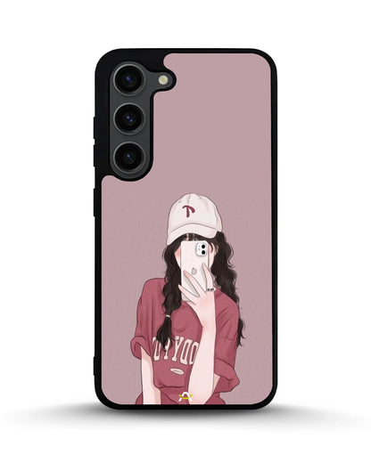 Burgundy Hair Girl Phone Case - Artistic Portrait Print for iPhone, Samsung, Pixel, OnePlus & Vivo