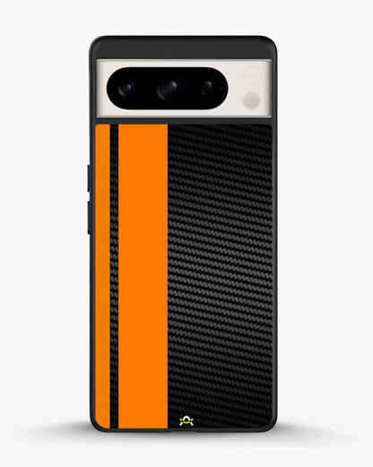 Carbon Weave Print Phone Case - Orange & Black Textured Pattern for iPhone, Samsung, Pixel, OnePlus & Vivo