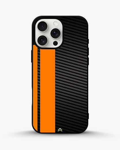 Carbon Weave Print Phone Case - Orange & Black Textured Pattern for iPhone, Samsung, Pixel, OnePlus & Vivo