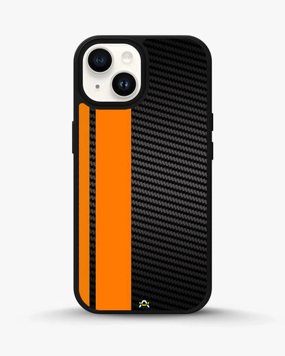 Carbon Weave Print Phone Case - Orange & Black Textured Pattern for iPhone, Samsung, Pixel, OnePlus & Vivo
