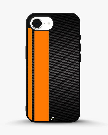 Carbon Weave Print Phone Case - Orange & Black Textured Pattern for iPhone, Samsung, Pixel, OnePlus & Vivo