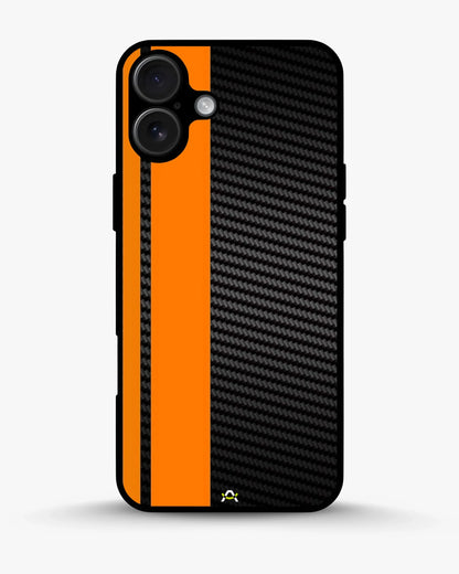 Carbon Weave Print Phone Case - Orange & Black Textured Pattern for iPhone, Samsung, Pixel, OnePlus & Vivo