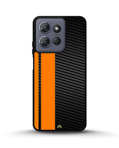 Carbon Weave Print Phone Case - Orange & Black Textured Pattern for iPhone, Samsung, Pixel, OnePlus & Vivo