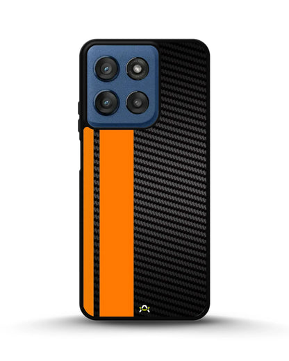 Carbon Weave Print Phone Case - Orange & Black Textured Pattern for iPhone, Samsung, Pixel, OnePlus & Vivo