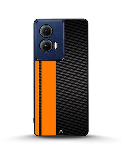 Carbon Weave Print Phone Case - Orange & Black Textured Pattern for iPhone, Samsung, Pixel, OnePlus & Vivo