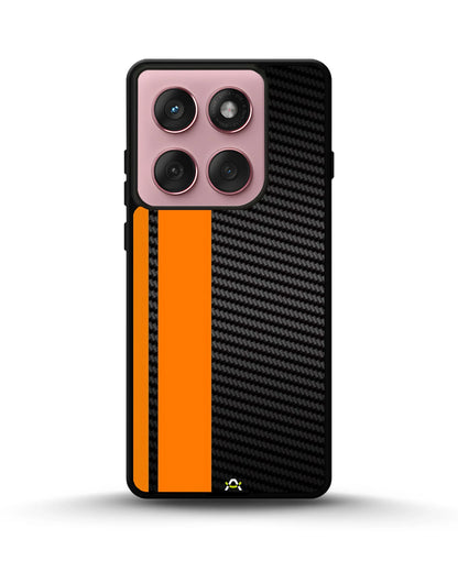 Carbon Weave Print Phone Case - Orange & Black Textured Pattern for iPhone, Samsung, Pixel, OnePlus & Vivo