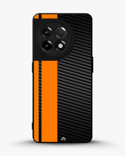 Carbon Weave Print Phone Case - Orange & Black Textured Pattern for iPhone, Samsung, Pixel, OnePlus & Vivo