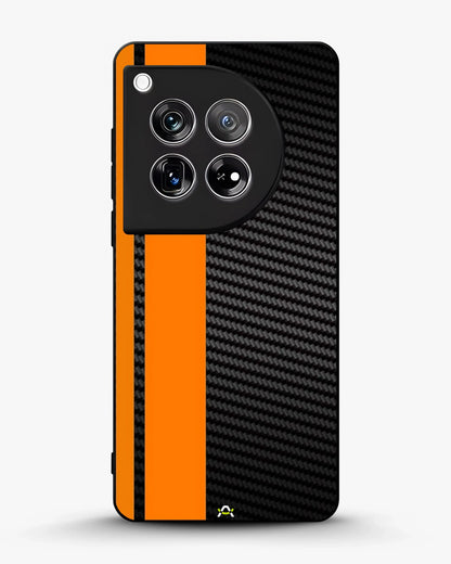 Carbon Weave Print Phone Case - Orange & Black Textured Pattern for iPhone, Samsung, Pixel, OnePlus & Vivo