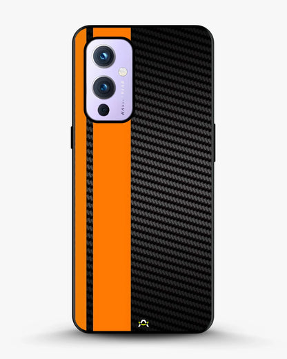 Carbon Weave Print Phone Case - Orange & Black Textured Pattern for iPhone, Samsung, Pixel, OnePlus & Vivo