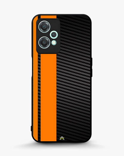 Carbon Weave Print Phone Case - Orange & Black Textured Pattern for iPhone, Samsung, Pixel, OnePlus & Vivo