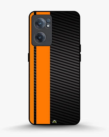Carbon Weave Print Phone Case - Orange & Black Textured Pattern for iPhone, Samsung, Pixel, OnePlus & Vivo