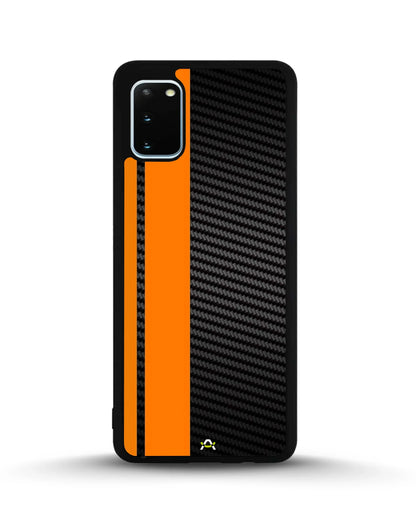 Carbon Weave Print Phone Case - Orange & Black Textured Pattern for iPhone, Samsung, Pixel, OnePlus & Vivo