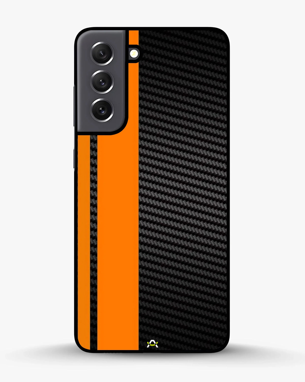 Carbon Weave Print Phone Case - Orange & Black Textured Pattern for iPhone, Samsung, Pixel, OnePlus & Vivo