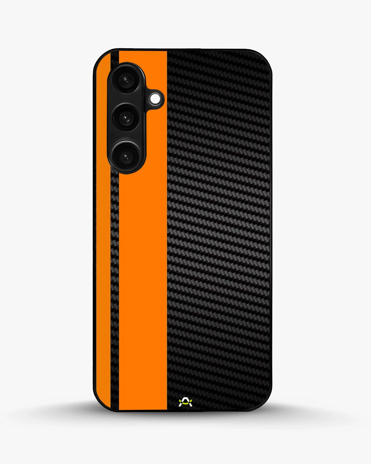 Carbon Weave Print Phone Case - Orange & Black Textured Pattern for iPhone, Samsung, Pixel, OnePlus & Vivo