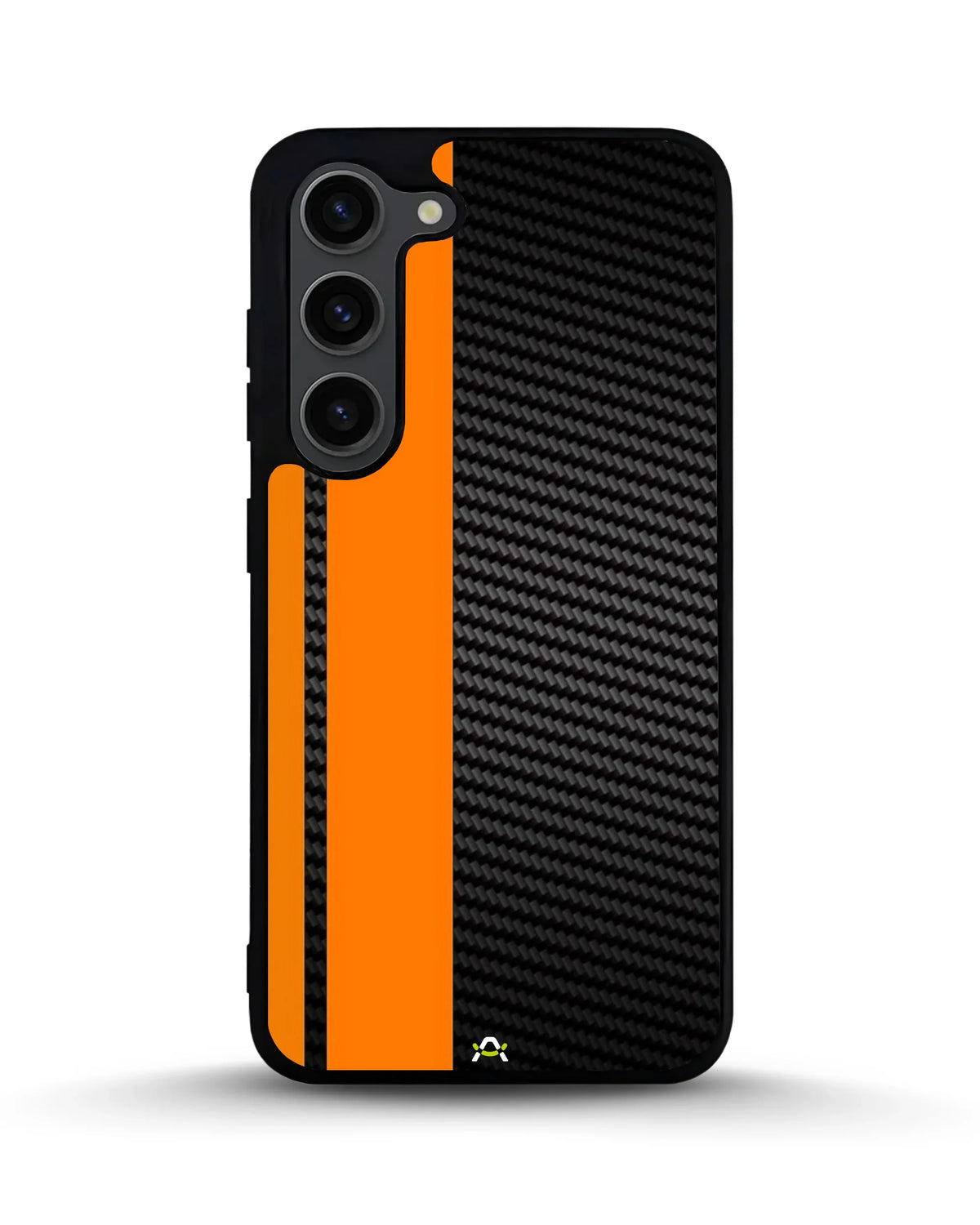 Carbon Weave Print Phone Case - Orange & Black Textured Pattern for iPhone, Samsung, Pixel, OnePlus & Vivo