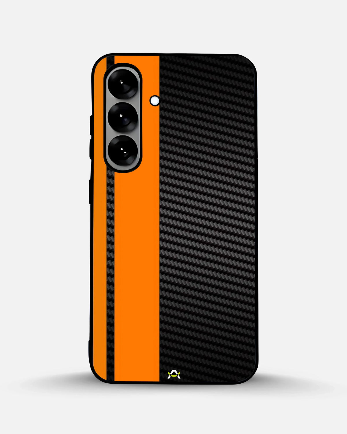 Carbon Weave Print Phone Case - Orange & Black Textured Pattern for iPhone, Samsung, Pixel, OnePlus & Vivo