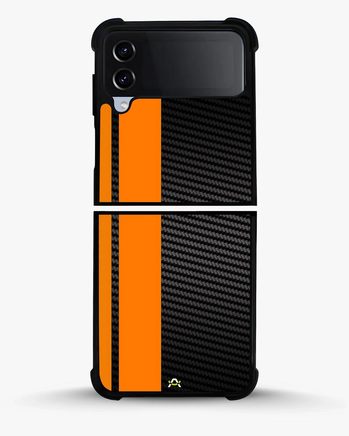 Carbon Weave Print Phone Case - Orange & Black Textured Pattern for iPhone, Samsung, Pixel, OnePlus & Vivo