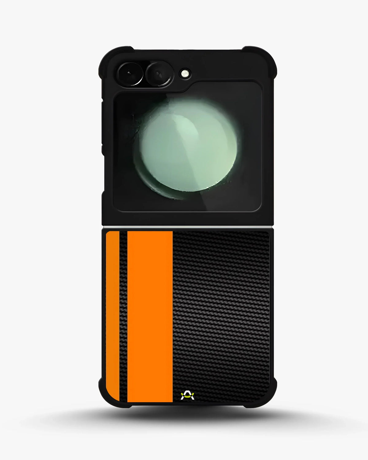 Carbon Weave Print Phone Case - Orange & Black Textured Pattern for iPhone, Samsung, Pixel, OnePlus & Vivo