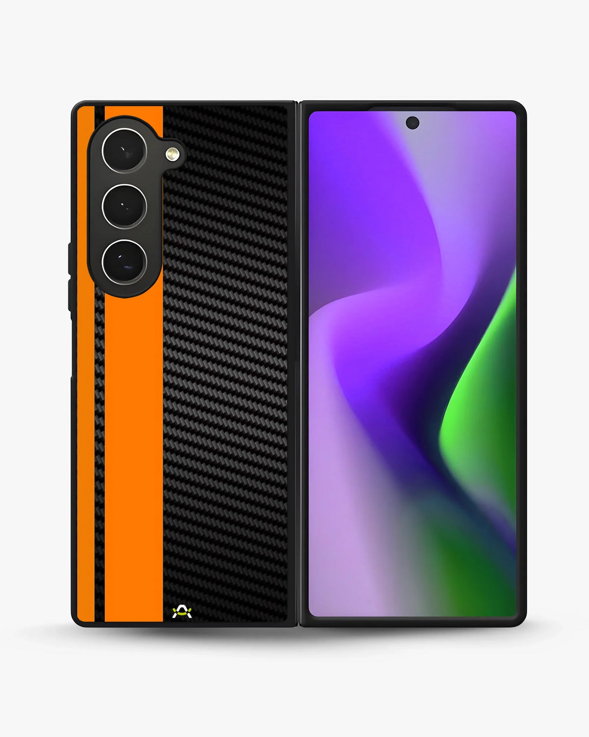 Carbon Weave Print Phone Case - Orange & Black Textured Pattern for iPhone, Samsung, Pixel, OnePlus & Vivo