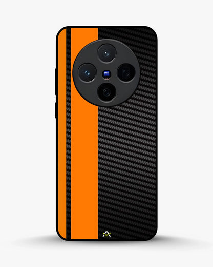 Carbon Weave Print Phone Case - Orange & Black Textured Pattern for iPhone, Samsung, Pixel, OnePlus & Vivo